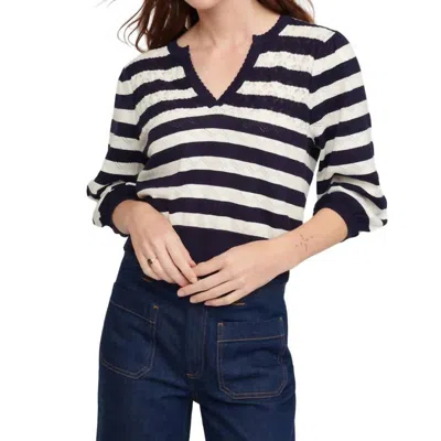 Isla Peace Stripe Novelty Vee Sweater In Midnight Multi In Blue