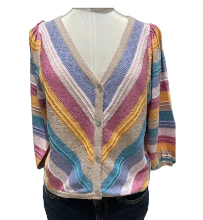 Isla Red Stripe Cardigan In Mango In Yellow