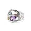 Isla Silver Women's Blue / Pink / Purple Sterling Silver Amethyst Ring With Blue Topaz & Freshwater Pearl