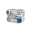 Isla Silver Women's Blue / Pink / Purple Sterling Silver Fire Opal Stacking Ring