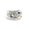 Isla Silver Women's Blue / Purple / Silver Blue Topaz, Amethyst & Iolite Silver Ring