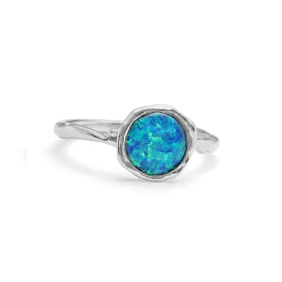 Isla Silver Women's Blue / Silver Blue Opal Solitaire Ring In Multi