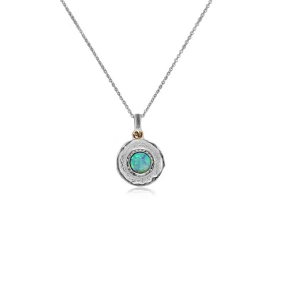 Isla Silver Women's Blue / Silver Blue Opalite Dainty Silver Pendant In Blue/silver
