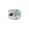 Isla Silver Women's Blue / Silver Blue Topaz, Pearl & Lapis Lazuli Silver Ring