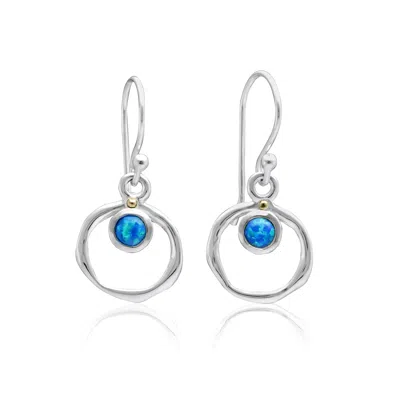 Isla Silver Women's Blue / Silver Dainty Sterling Silver Opal Drop Earrings