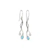 Isla Silver Women's Blue / Silver Flowing White & Blue Opal Drop Earrings In Brown