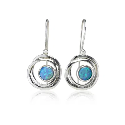 Isla Silver Women's Blue / Silver Handmade Blue Opal Drop Earrings