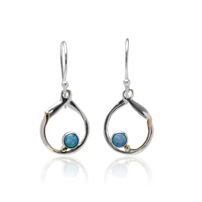 Isla Silver Women's Blue / Silver Handmade Circular Silver Blue Fire Opal Earrings In Multi