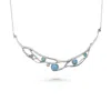 Isla Silver Women's Blue / Silver Handmade Organic Blue & White Fire Opal Statement Necklace