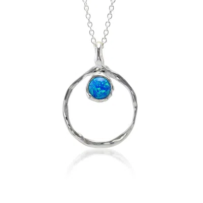 Isla Silver Women's Blue / Silver Handmade Organic Circle Blue Fire Opal Pendant