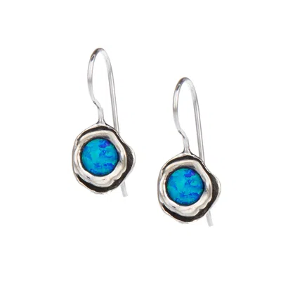 Isla Silver Women's Blue / Silver Handmade Organic Opal Hook Earrings In Multi