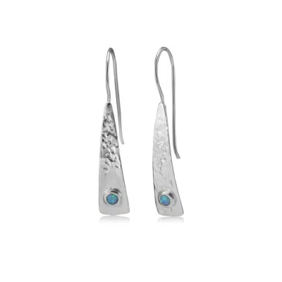 Isla Silver Women's Blue / Silver Handmade Sterling Silver Blue Opal Textured Earrings