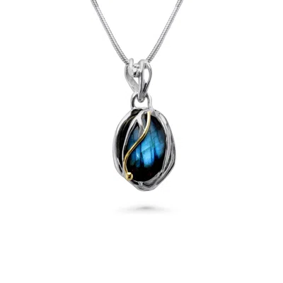 Isla Silver Women's Blue / Silver Handmade Unique Iridescent Labradorite Pendant In Multi