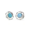Isla Silver Women's Blue / Silver Intricate Opal Stud Earrings