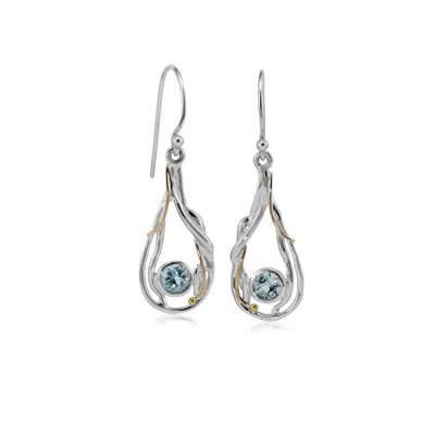 Isla Silver Women's Blue / Silver Organic Teardrop Undulating Blue Topaz Earrings