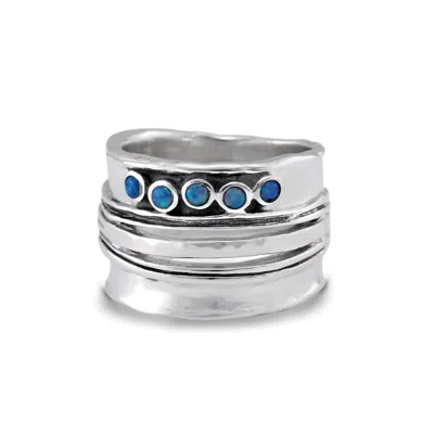 Isla Silver Women's Blue / Silver Quintet Of Vibrant Blue Fire Opal Statement Ring