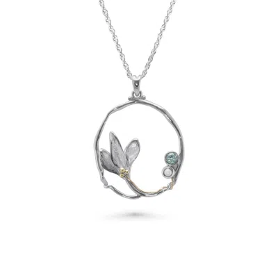 Isla Silver Women's Blue / Silver Riviera Pearl And Blue Topaz Pendant In Multi