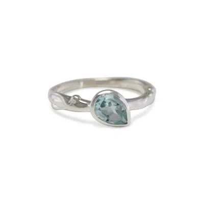 Isla Silver Women's Blue / Silver Teardrop Blue Topaz Silver Ring