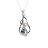 Isla Silver Women's Blue / White / Silver Handmade Teardrop Blue Topaz & Pearl Pendant Necklace