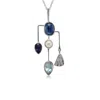 Isla Silver Women's Blue / White / Silver Kyanite, Iolite, Pearl, & Blue Topaz Contemporary Gemstone Necklace