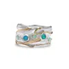 Isla Silver Women's Blue / White / Silver Quintet Of Fire Opals Ring