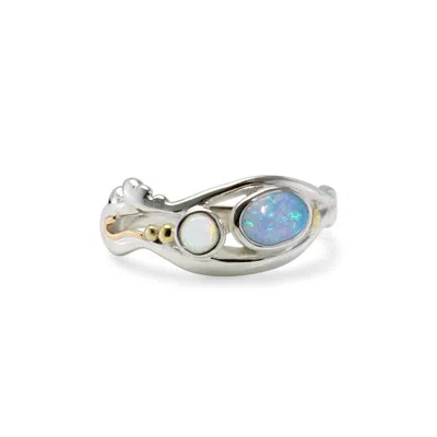 Isla Silver Women's Blue / White / Silver The Duo Sterling Silver Opal Ring