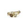 Isla Silver Women's Brown / Gold Smoky Quartz, Green Amethyst & Pearl Gold Ring In Multi
