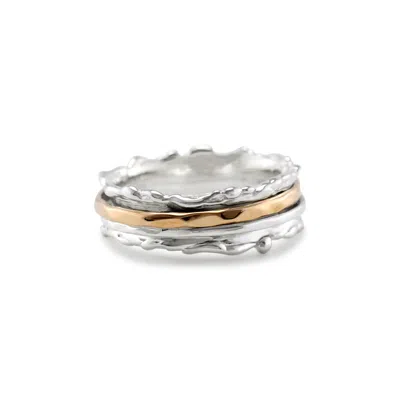 Isla Silver Women's Brown / Silver Mixed Metal Dual Spinning Ring In Multi