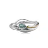 Isla Silver Women's Flowing Teardrop Blue Topaz Ring