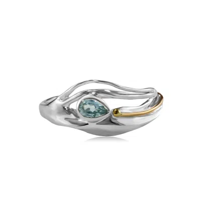 Isla Silver Women's Flowing Teardrop Blue Topaz Ring