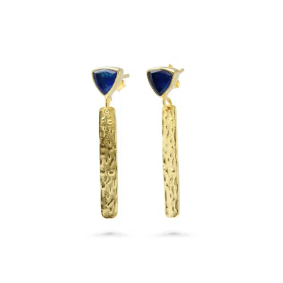Isla Silver Women's Gold / Blue Blue Jade Gold Vermeil Drop Earrings In Multi