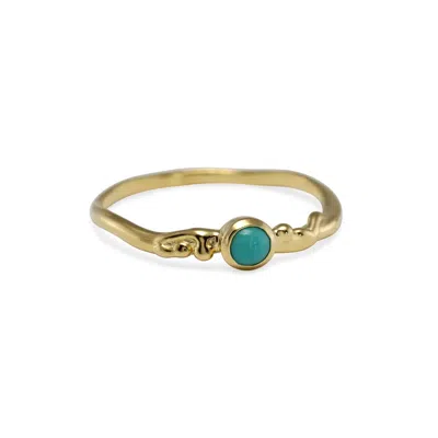 Isla Silver Women's Gold / Blue Dainty American Turquoise Gold Ring In Multi