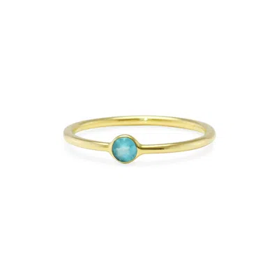Isla Silver Women's Gold / Blue Dainty Gold Blue Apatite Ring
