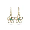 Isla Silver Women's Gold / Blue Gold Flower With Turquoise Drop Earrings