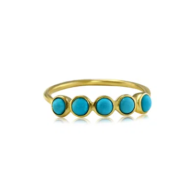 Isla Silver Women's Gold / Blue Harmonic Dainty Turquoise & Gold Ring