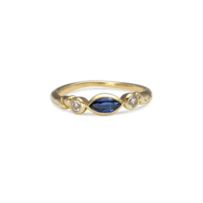 Isla Silver Women's Gold / Blue Kyanite & White Topaz Handmade Gold Vermeil Ring In Multi