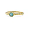 Isla Silver Women's Gold / Blue Organic Dainty Blue Apatite Gold Ring
