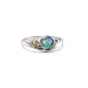 Isla Silver Women's Gold / Blue / Silver Handmade Dainty Blue Opal Ring