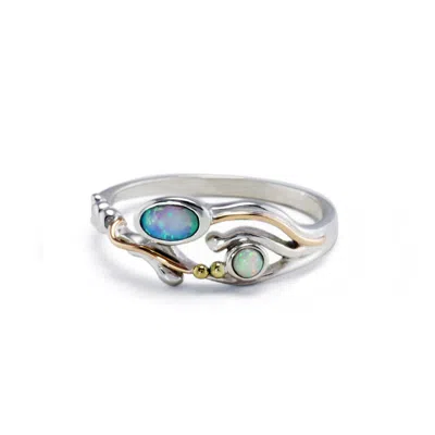 Isla Silver Women's Gold / Blue / Silver Sterling Silver Fire Opal Ring In Multi