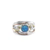 Isla Silver Women's Gold / Blue / Silver White & Blue Opal Trio Statement Ring