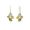 Isla Silver Women's Gold / Green Citrine, Peridot, Blue Topaz & Rainbow Moonstone Gold Drop Earrings
