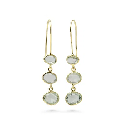 Isla Silver Women's Gold / Green Gold Vermeil Green Amethyst Drop Earrings In Multi