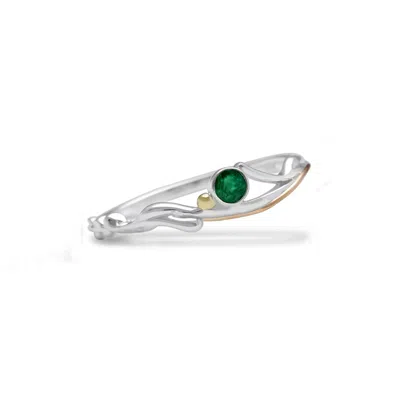 Isla Silver Women's Gold / Green / Silver Dainty Emerald Ring In Multi