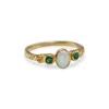 Isla Silver Women's Gold / Green / White Emerald & White Opal Gold Vermeil Ring