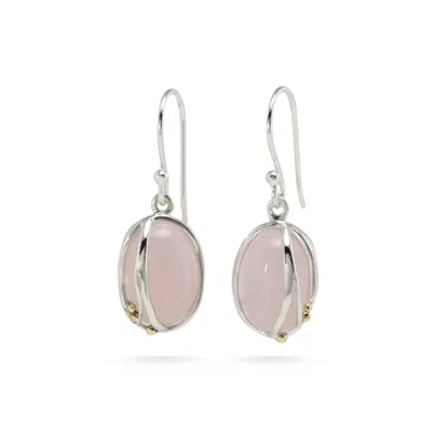 Isla Silver Women's Gold / Pink / Silver Sterling Silver & Rose Quartz Drop Earrings In Gold/pink/silver