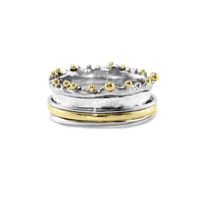 Isla Silver Women's Gold / Silver Crown Mixed Metal Spinning Ring