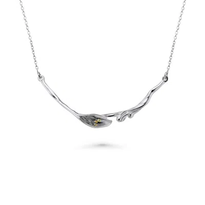Isla Silver Women's Gold / Silver Delicate Single Lily Sterling Silver Necklace In Multi
