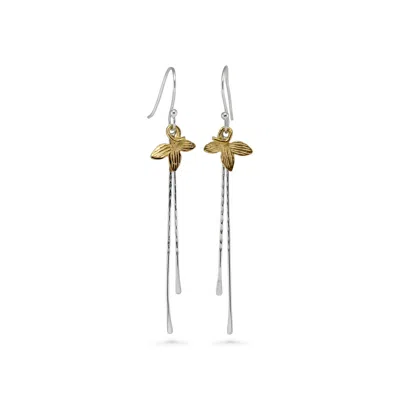 Isla Silver Women's Gold / Silver Floral Mixed Metal Drop Earrings In Multi