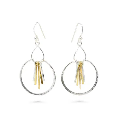 Isla Silver Women's Gold / Silver Mixed Metal Textured Tassel Drop Earrings