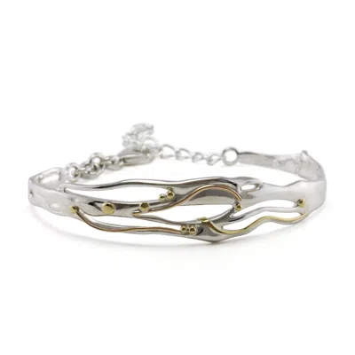 Isla Silver Women's Gold / Silver Organic Mixed Metal Statement Bracelet In Multi